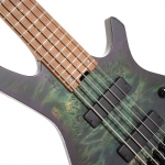 Cort elektromos basszusgitár, 5 húros, Bartolini hangszedők, fej nélküli, csillagpor zöld