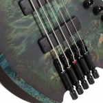 Cort elektromos basszusgitár, 5 húros, Bartolini hangszedők, fej nélküli, csillagpor zöld