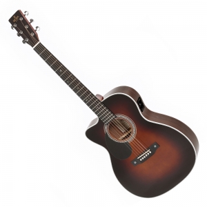 Sigma akusztikus gitár elektronikával, balkezes, sunburst