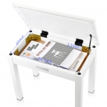 Donner zongoraszék tárolóval, fehér